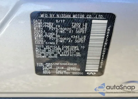 2017 Infiniti Qx80 Base from USA, damaged, VIN JN8AZ2NF5H9645838